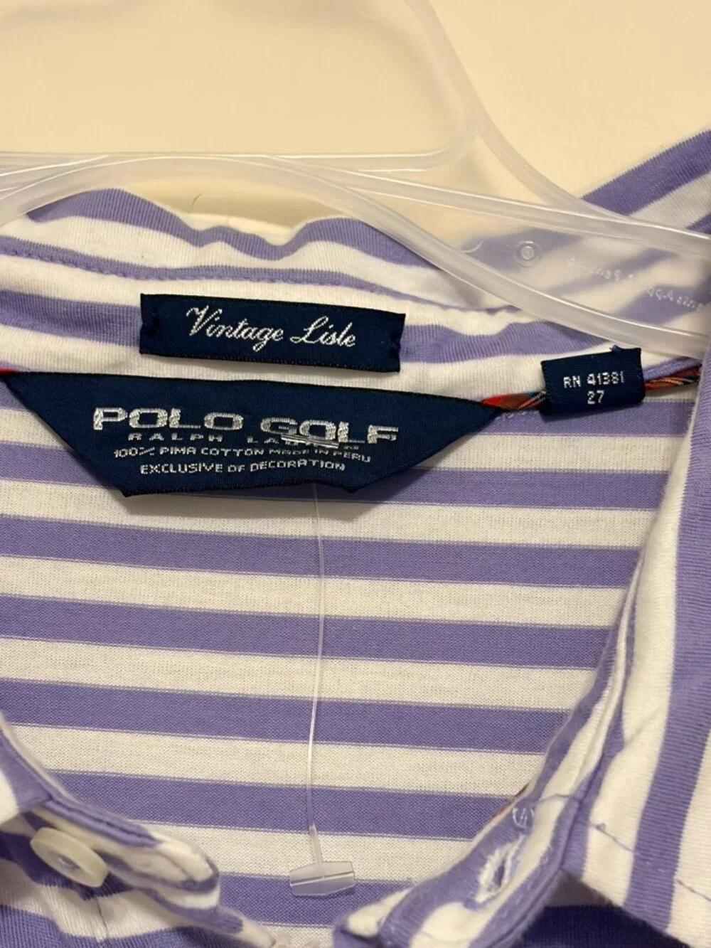 New NWT Polo Golf Vintage Lisle Purple White Striped Polo Shirt Size 2XL XXL